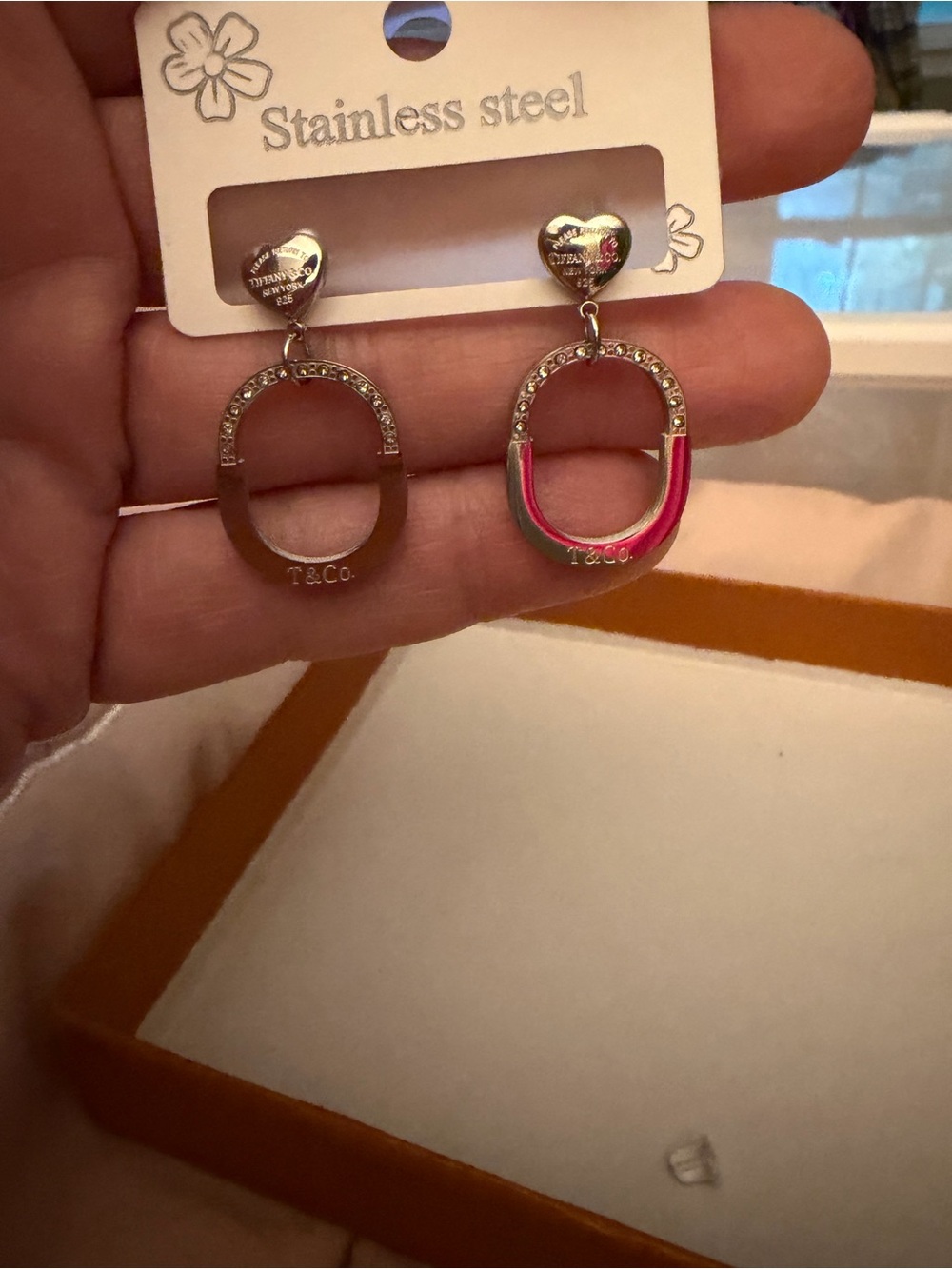 Stainless Steel Silver Open Oval Drop Earrings, post, fashion jewelry